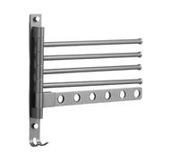 Swivel Towel Rack, 4-Arm Towel Hanger, 12.8x11.97 Inches Swing out Wall Organizer, Adjustable Stainless Steel Mount, Multi-Bar Holder, Ideal for Bathroom, Balcony, Laundry, Gym, Dorm, Kitchen