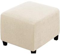SWJ-swjssb Funda de Puff Cuadrado 50x50,80x80 Elástica Otomana Funda para Taburete Plegable Suave Cubierta del Pedal con Parte Inferior Protector De Muebles para Taburete Otomano(Beige,50x50 cm)