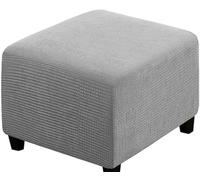 SWJ-swjssb Funda de Puff Cuadrado 50x50,80x80 Elástica Otomana Funda para Taburete Plegable Suave Cubierta del Pedal con Parte Inferior Protector De Muebles para Taburete Otomano(Gris Claro,50x50 cm)