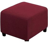 SWJ-swjssb Funda de Puff Cuadrado 50x50,80x80 Elástica Otomana Funda para Taburete Plegable Suave Cubierta del Pedal con Parte Inferior Protector De Muebles para Taburete Otomano(borgoña,45x45 cm)