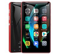 SWOFY Reproductor de MP3 de 80 GB con Bluetooth y Wi-Fi, pantalla táctil de 4.0 pulgadas, estéreo portátil, radio FM, grabadora, e-book y navegador (negro) (rojo)