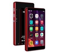SWOFY Reproductor MP3 de 80GB con Bluetooth y WiFi, Pantalla táctil de 4.0 Pulgadas, Reproductor MP3 MP4 con estéreo portátil, Radio FM, grabadora, e-Book y navegador (Negro) (Rojo)