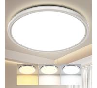 Swoieltr Lámpara de Techo LED Ultradelgada con Mando a Distancia, Regulable (3000K-6500K), 24W IP44 | Ø30cm (Grosor 2,4cm) | Luz de Techo para Cocina, Salón, Dormitorio, Baño