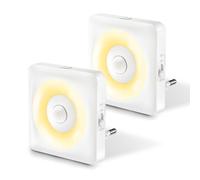 Swoieltr Luz Nocturna Infantil 2700K Cálido, 2pcs LED Luz Nocturna Enchufe ON/OFF Automático con Sensor Movimiento Incorporado Bajo Consumo para Dormitorio, Pasillo, Escaleras y Baño