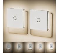 Swoieltr Luz Nocturna Infantil Enchufe, 2 Piezas Luz Nocturna con Sensor de Movimiento con 5 Niveles de Brillo Ajustables, 3 Modos, Retroiluminación para Niños, Bebe, Baño, Pasillo, Cocina, Escaleras