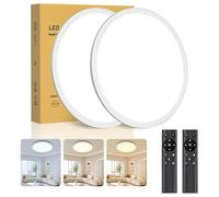 Swoieltr Pack de 2 Lámpara de Techo LED Ultradelgada con Mando a Distancia, Regulable (3000K-6500K), 24W IP44 | Ø30cm (Grosor 2,4cm) | Luz de Techo para Cocina, Salón, Dormitorio, Baño