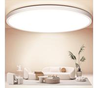 Swoieltr Plafón Baño Techo 4000K Blanco Natural, Ø50cm Ultrafino Tamaño Extra Grande Ceiling Light 48W 4800LM Súper Brillante Redondo Lampara Techo Plafon IP44 para Salon, Dormitorio, Comedor, Cocina