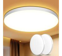 Swoieltr Plafon LED Techo, 2 Piezas 24W 2000LM Lampara Techo, IP44 Plafones para Techo LED, 3000K Lampara LED Techo Candeeiro Teto Cocina Dormitorio Salon Baño Ø28cm