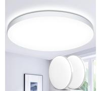 Swoieltr Plafon LED Techo, 2 Piezas 24W 2000LM Lampara Techo, IP44 Plafones para Techo LED, 6500K Lampara LED Techo Candeeiro Teto Cocina Dormitorio Salon Baño Ø28cm