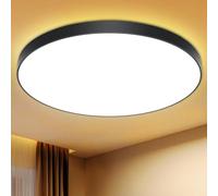Swoieltr Plafon LED Techo, 24W 2000LM Lampara Techo, IP44 Plafones para Techo LED, 3000K Lampara LED Techo Candeeiro Teto Cocina Dormitorio Salon Baño Ø28cm-Negro