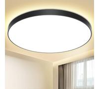 Swoieltr Plafon LED Techo, 24W 2000LM Lampara Techo, IP44 Plafones para Techo LED, 4000K Lampara LED Techo Candeeiro Teto Cocina Dormitorio Salon Baño Ø28cm-Negro