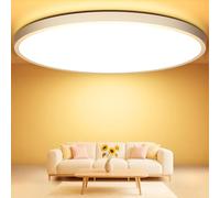 Swoieltr Plafon LED Techo 50cm Diametro, 3000K Blanco Cálido Lampara Techo Plafon 48W 4800LM Ultrafino Tamaño Extra Grande Plafón Dormitorio IP44 Impermeable Redondo Plafón para Salon, Comedor, Baño