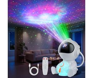Swoieltr Proyector Estrellas Techo LED Astronauta con Mando a Distancia, 8 Modos de Nebulosa y 5 Modos de Luminosidad y Velocidad, Luz Nocturna de Cohete, Lámpara Proyector Estrellas para Niños