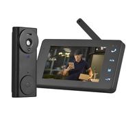Swokely Cámara de timbre de vídeo inalámbrica 2.4G con pantalla de monitor, pantalla 4.3 IPS, videoportero, kit de cámara, visión nocturna de 170 grados, micrófono HiFi, intercomunicador de 2 vías