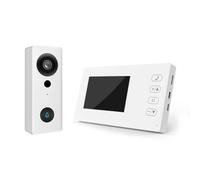 Swokely Cámara de Timbre de Video Inalámbrica 2.4G con Pantalla de Visualización Kits de Cámara de Videoportero con Pantalla IPS de 4.3 Pulgadas Visualización Nocturna Intercomunicador (Blanco)