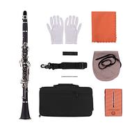 Swokely Clarinete Bb Plano de 17 Teclas ABS con Funda de Transporte, Paño Limpieza, Mini Destornillador, Estuche Caña, 10 Uds., Instrumento Viento Madera (Negro)