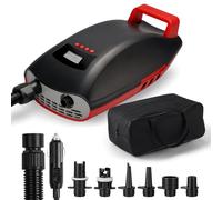 Swonder Bomba de Aire SUP Seawolf 20 PSI de alta presión, inflador 30% más rápido con apagado inteligente de dos etapas y automático, para kayaks, tiendas de campaña, manguera de arrastre (negro/rojo)