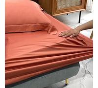 SWONE Juego de Sábanas 100% Lyocell 3 Piezas, Sábana Bajera con 2 Fundas de Almohada, Sábana Bajera de Tencel se Adapta a colchones de Bolsillo de 12" de Profundidad, 60S, 300TC(E,180x200cm)