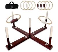 SWOOC Juegos - Juego rústico de lanzamiento de anillos (para todo tipo de clima) - Fácil configuración y juegos adicionales incluidos - Juego de lanzamiento de anillos para adultos - Actividades al