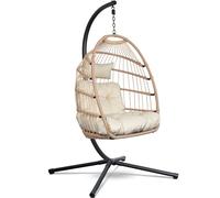 Swoods Silla Colgante de Huevo - Silla Colgante con Soporte - para Interior y Exterior - Incluye Cojines y Fundas - Silla de Huevo - Cocoon - Silla de Huevo - hasta 150 kg