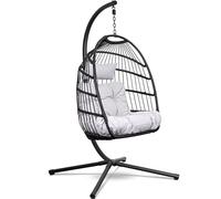 Swoods Silla Colgante de Huevo - Silla Colgante con Soporte - para Interior y Exterior - Incluye Cojines y Fundas - Silla de Huevo - Cocoon - Silla de Huevo - hasta 150 kg