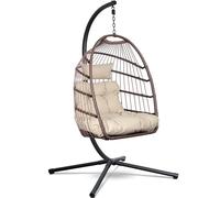 Swoods Silla Colgante de Huevo - Silla Colgante con Soporte - para Interior y Exterior - Incluye Cojines y Fundas - Silla de Huevo - Cocoon - Silla de Huevo - hasta 150 kg