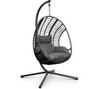 Swoods XXL Silla Colgante de Jardín - para Interior y Exterior - Silla Colgante con Base - Incluye Cojines - Resistente a la Intemperie - Carga máxima 150 kg (Gris Oscuro)