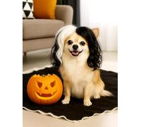 Swooflia Peluca de perro y gato, peluca de Cruella rizada negra y blanca para perros pequeños, grandes y medianos, accesorios de disfraz de Halloween para Weenie Dachshund Corgi Pug Chihuahua Puppy