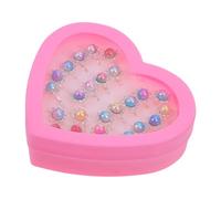SWOOMEY 1 juego de anillos de gemas de diamantes de imitación ajustables para niña pequeña con vitrina en forma de corazón, anillos de perlas de joyería para niños, juegos de simulación y