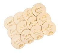 SWOOMEY 12piezas Tarjetas De Mensuales Para Bebés De Madera Tarjetas De Crecimiento Conmemorativas Para Registrar De Bebés Primera Infancia