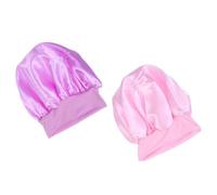 SWOOMEY 2 Gorros Elásticos de Lado Ancho para Dormir, Anticaída, para Quimioterapia, Protección del Peinado, para Mujeres y Niñas, Pack de 2 Piezas en Púrpura y Rosa