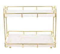 SWOOMEY 2nivel Estante Organizador de Baño de Almacenamiento Espacioso para Cosméticos y Artículos de Tocador Soporte de Esquina Resistente y Práctico para Encimera Color Blanco Elegante