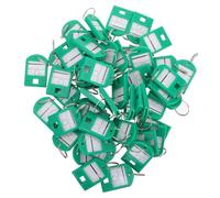 SWOOMEY 50 Etiquetas Clave de Plástico Abs Reutilizables con Anillas Divididas Verdes para Identificación y Organización de Llaves en Gimnasios y Saunas
