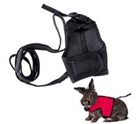 SWOOMEY Arnés Ajustable para Conejos y Mascotas Pequeñas de Nylon Negro Correa y Hebilla Resistente, Cómodo para Caminar y Controlar Ajuste en Pecho y Abdomen