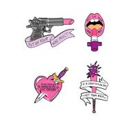 SWOOMEY Broche de Aleación Creativa para Mujer, Set de 4 Broches de Ropa Diseño de Labios y Empoderamiento Femenino, Accesorios Delicados y Versátiles para Fiesta y Uso Diario