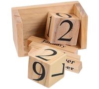 SWOOMEY Calendario Bloques de Madera Estilo Europeo de Madera para Escritorio Perpetuo Elegante para Decoración de Oficina y Mesa Práctica