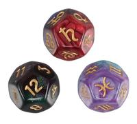 SWOOMEY Dados de Astrología 12 Caras y Números, Set de 3 Dados de Constelaciones para Uso en Juegos de Cartas del Tarot y Adivinación
