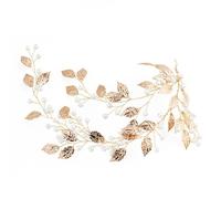 SWOOMEY Diadema Delicada de Boda Hojas Doradas y Perlas, Accesorio Elegante para Novia y Acompañante, Hecha a Mano Evento Especial