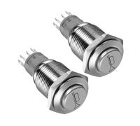 SWOOMEY Interruptores de Botón Pulsador Metálicos 16 Mm, Juego de 2 Piezas, Resistente al Agua Reinicio Automático, para Modificación y Repuesto Automotor, Uso en Coches y Camiones