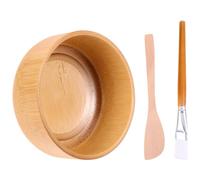SWOOMEY Kit de Mascarillas Faciales para Mujer Cuenco de Madera, Pincel y Espátula Portátiles, Set de 3 Piezas Elegante para DIY en Casa