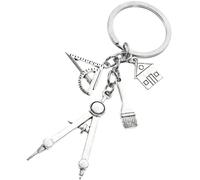 SWOOMEY Llavero Decorativo para Bolso con Diseño Arquitectónico Colgante Metálico Resistente con Charms de Casa Regla Compás y Pincel Accesorio Práctico para Llaves de Coche Oficina