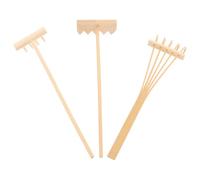 SWOOMEY Mini Rastrillos de Bambú sin Olor y Ecológicos Juego de 3 para Jardín Zen de Arena Adecuado para Decoración Feng Shui y Meditación en Mesa