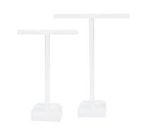 SWOOMEY Soporte para Pendientes y Almacenamiento de Joyas de Plástico Blanco en Forma de T Organizador Estable para Exhibición Individual Paquete de 2 Piezas