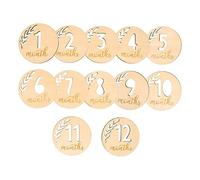 SWOOMEY Tarjetas de Meses para Ñiño de Plástico Color Caqui, 12 Piezas Números Huecos para Fotos Conmemorativas y Souvenirs en Baby Shower