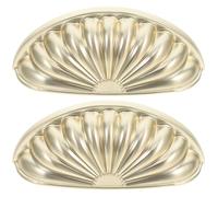 SWOOMEY Tiradores de Latón Dorado Estilo Vintage Elegante Diseño de Concha 2 Piezas Acabado Resistente al Desgaste para Cajones y Muebles Ideales para Cocina y Oficina