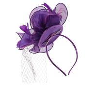 SWOOMEY Tocado de Flores Púrpura y Fácil de Colocar Malla y Seda, Diadema y Desmontables Estilo Delicado para Fiesta de Té para Invitadas