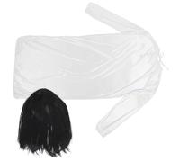SWOOMEY Vestido de Novia Peluca Negra Cómodo y Transpirable Fantasma Blanco para Halloween y Carnavales de Cosplay Vampiro Disfraz de Terror
