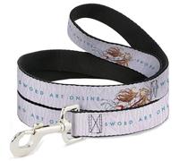 Sword Art Online - Correa para Mascotas, Correa para Perro, Arte Espada en línea Asuna Lambent Light Pose y Logotipo Rosa, 6 pies de Largo 1.0 Pulgadas de Ancho