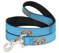 Sword Art Online - Correa para mascotas, correa para perro, diseño de espada en línea Asuna con portada de cómic y logotipo azul, 4 pies de largo y 0.5 pulgadas de ancho
