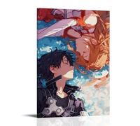 Sword Art Online - Lienzo decorativo para pared, diseño moderno de la familia, dormitorio, música, película de dibujos animados, 50 x 75 cm, estilo marco